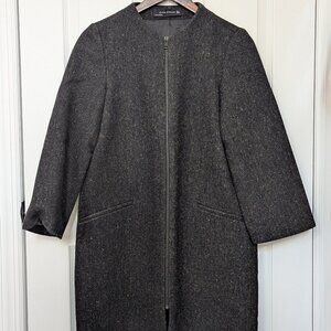 Zara Collarless Wool Winter Coat